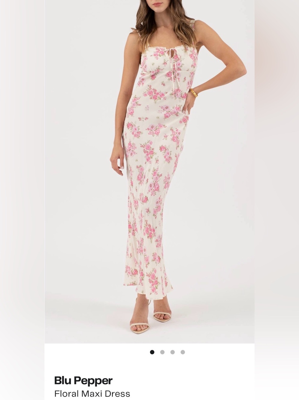 Blu Pepper Pink Floral Slip Maxi on Cream